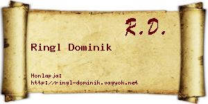 Ringl Dominik névjegykártya